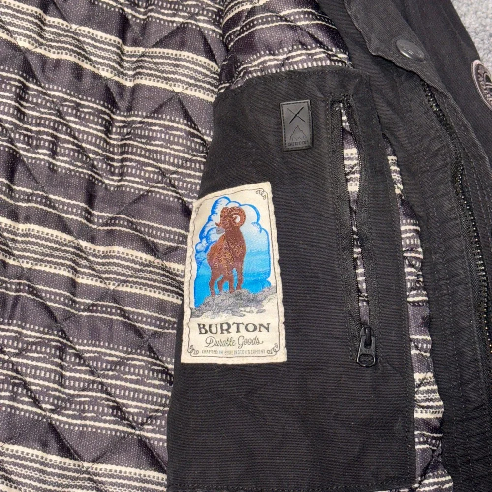 Burton‎ Durable Goods Mens S Black Hooded Parka Jacket Canvas Quilted Lining